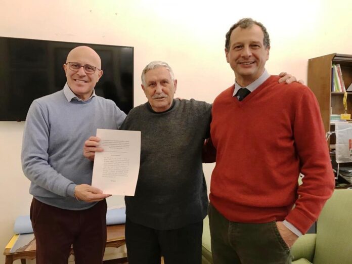 Vinicio Berti con il Presidente CBMV Marco Bottino (sx in foto) e il Direttore Generale Ing. Iacopo Manetti (dx in foto)